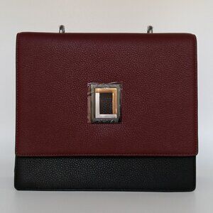 Marianna Satchel Burgundy/Ebony Leather Handbag Luana Italy NWT